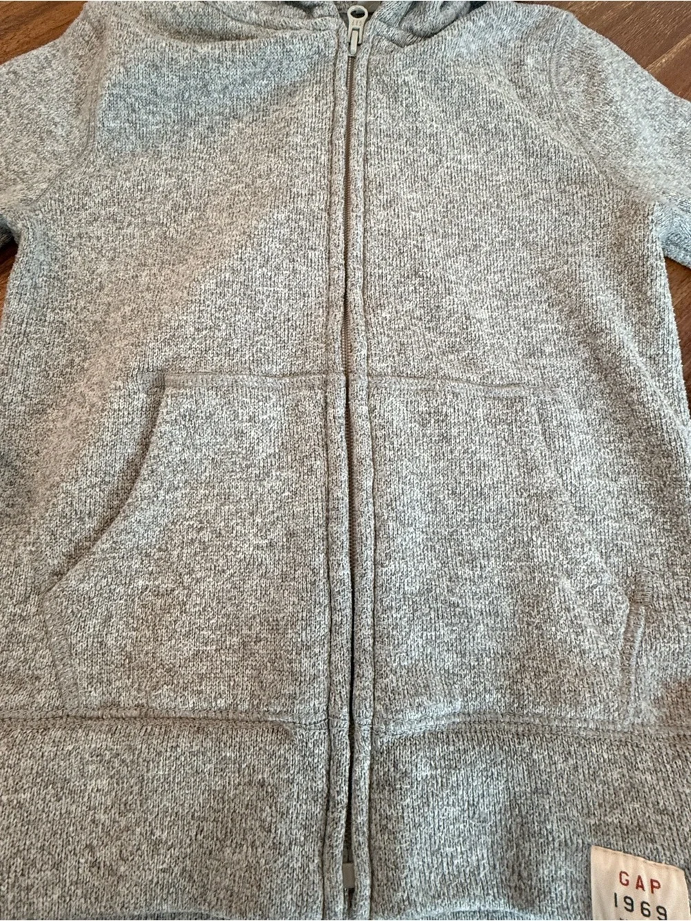 GAP Gray Knit hoodie sweater with 1969 Patch #0003
